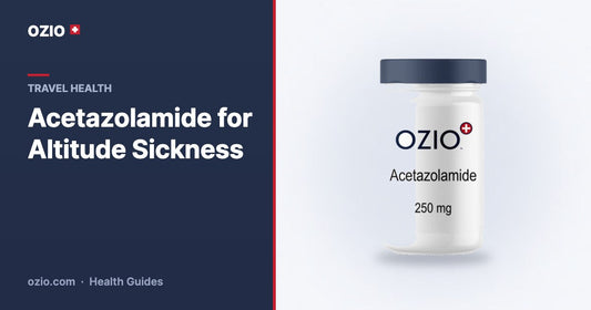 OZIO acetazolamide 250 mg bottle, acetazolamide for altitude sickness guide banner