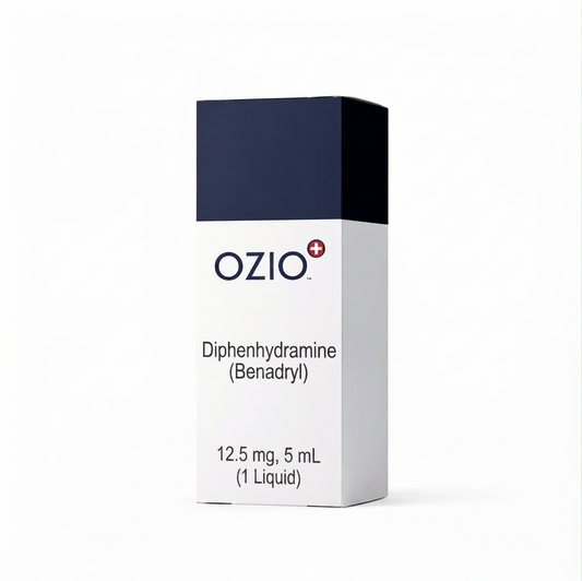 Diphenhydramine (Benadryl) 12.5 mg per 5 mL oral liquid